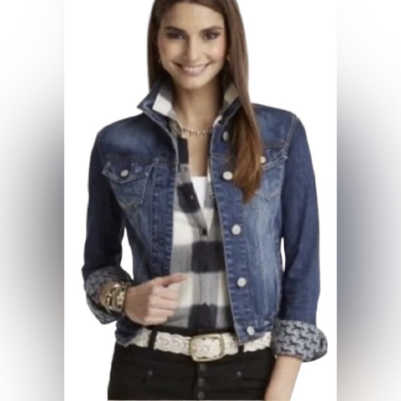 Aeropostale Pretty Little Liars Cropped Blue Denim Jacket Horse Print Lining - Picture 1 of 15